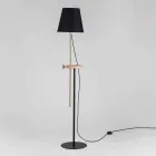 Lampada a Piantana Design in Acciaio, Frassino e Ottone Made in Italy - Pitulla Viadurini