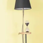 Lampada a Piantana Design in Acciaio, Frassino e Ottone Made in Italy - Pitulla Viadurini