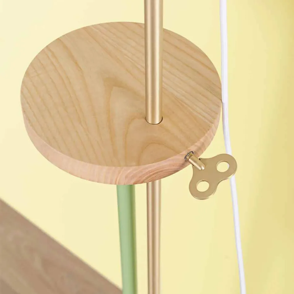 Lampada a Piantana Design in Acciaio, Frassino e Ottone Made in Italy - Pitulla Viadurini