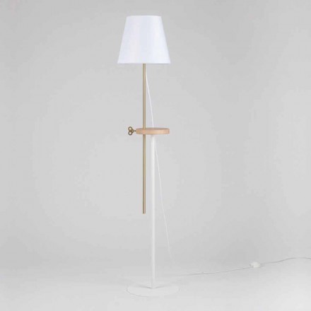 Lampada a Piantana Design in Acciaio, Frassino e Ottone Made in Italy - Pitulla Viadurini