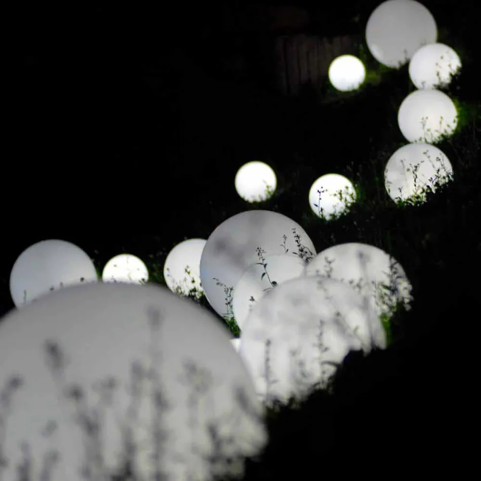 Lampada a sfera terra/tavolo Slide Globo bianco luminoso fatta Italia Viadurini