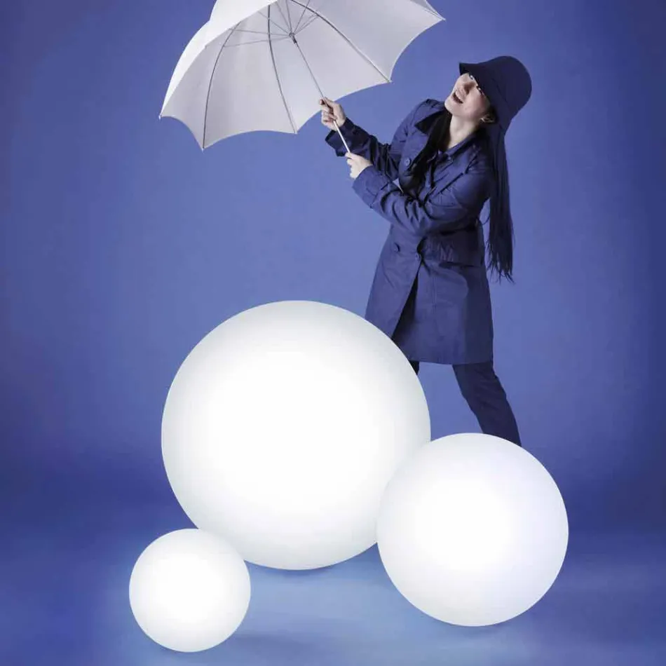 Lampada a sfera terra/tavolo Slide Globo bianco luminoso fatta Italia Viadurini