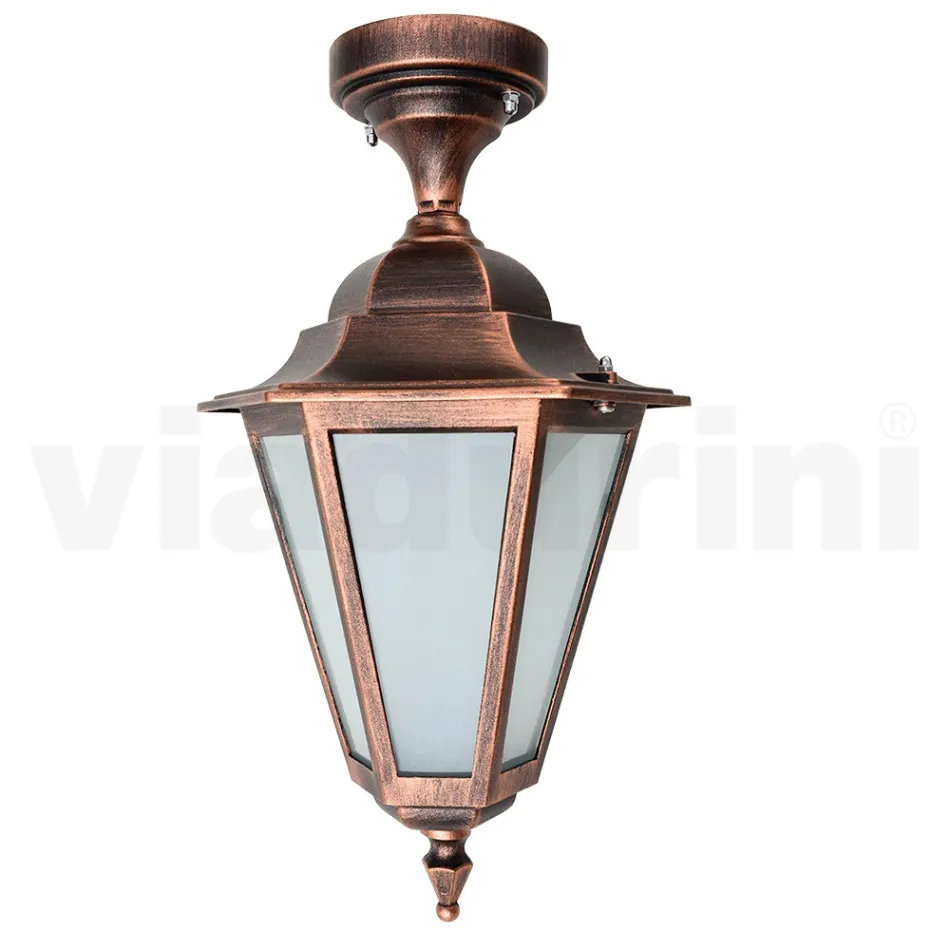 Lampada a Soffitto da Giardino in Vetro e 5 Finiture di Alluminio - Pinako Viadurini
