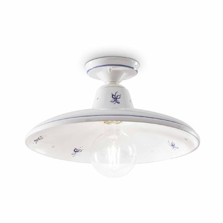 Lampada a Soffitto in Ceramica e Decori Dipinti a Mano Vintage - Como Viadurini