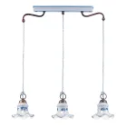 Lampada a Sospensione 3 Luci Vintage Artigianale Ferro e Ceramica - Chieti Viadurini
