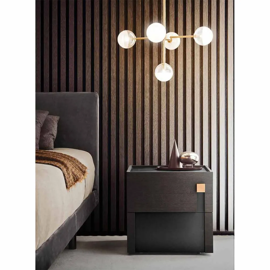 Lampada a Sospensione 5 Luci in Ottone Naturale e Vetro - Molecola by Il Fanale Viadurini