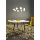Lampada a Sospensione 8 Luci in Ottone Naturale e Vetro - Molecola by Il Fanale Viadurini
