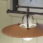 Lampada a Sospensione a 2 Luci in Ferro e Ceramica Grezza a Mano - Bologna Viadurini