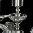 Lampada a sospensione a 3 luci in vetro e cristallo Ivy, made in Italy Viadurini