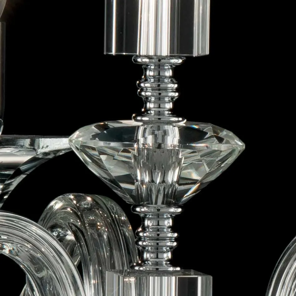 Lampada a sospensione a 3 luci in vetro e cristallo Ivy, made in Italy Viadurini