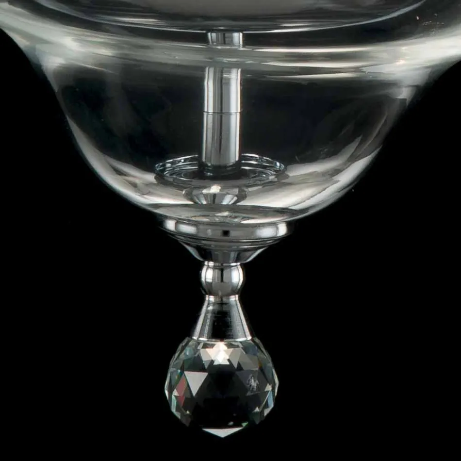 Lampada a sospensione a 3 luci in vetro e cristallo Ivy, made in Italy Viadurini