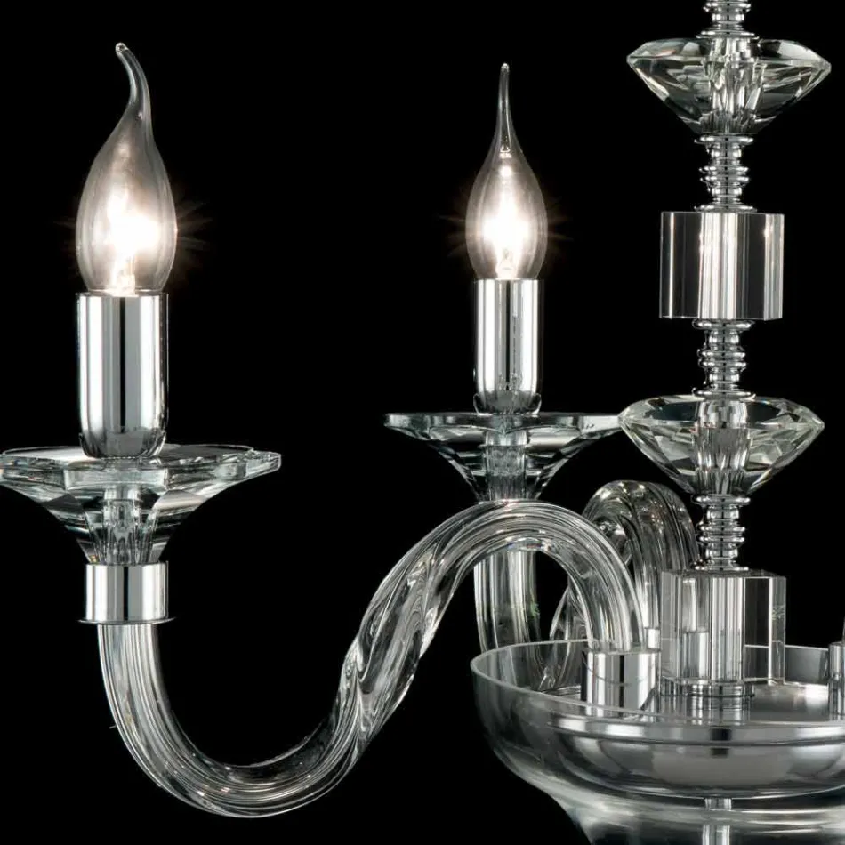 Lampada a sospensione a 3 luci in vetro e cristallo Ivy, made in Italy Viadurini