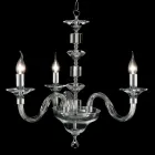 Lampada a sospensione a 3 luci in vetro e cristallo Ivy, made in Italy Viadurini