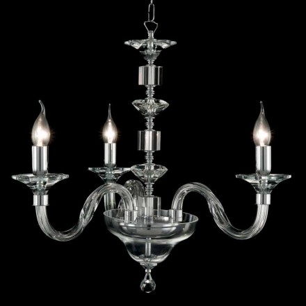 Lampada a sospensione a 3 luci in vetro e cristallo Ivy, made in Italy Viadurini