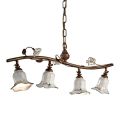 Lampada a Sospensione a 4 Luci in Ceramica Artigianale Rose Decoro - Pisa