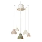Lampada a Sospensione a 5 Elementi Colorati Made in Italy - Berimbau Viadurini
