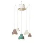 Lampada a Sospensione a 5 Elementi Colorati Made in Italy - Berimbau Viadurini