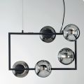 Lampada a Sospensione a 5 Luci in Metallo e Vetro Soffiato Moderna - Birga