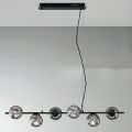 Lampada a Sospensione a 6 Luci in Metallo e Vetro Soffiato Moderna - Birga