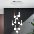 Lampada a Sospensione a 6 o 10 Luci in Cemento e Vetro Soffiato - Duster Viadurini