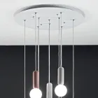 Lampada a Sospensione a 6 o 10 Luci in Cemento e Vetro Soffiato - Duster Viadurini