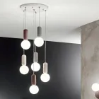 Lampada a Sospensione a 6 o 10 Luci in Cemento e Vetro Soffiato - Duster Viadurini