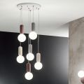 Lampada a Sospensione a 6 o 10 Luci in Cemento e Vetro Soffiato - Duster