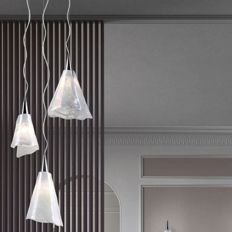 Lampada a Sospensione Artigianale in Vetro Veneziano Soffiato - Chrystal Viadurini