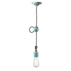 Lampada a Sospensione Artigianale Industriale in Ferro e Ceramica - Vintage Viadurini