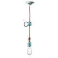 Lampada a Sospensione Artigianale Industriale in Ferro e Ceramica - Vintage