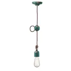 Lampada a Sospensione Artigianale Industriale in Ferro e Ceramica - Vintage Viadurini