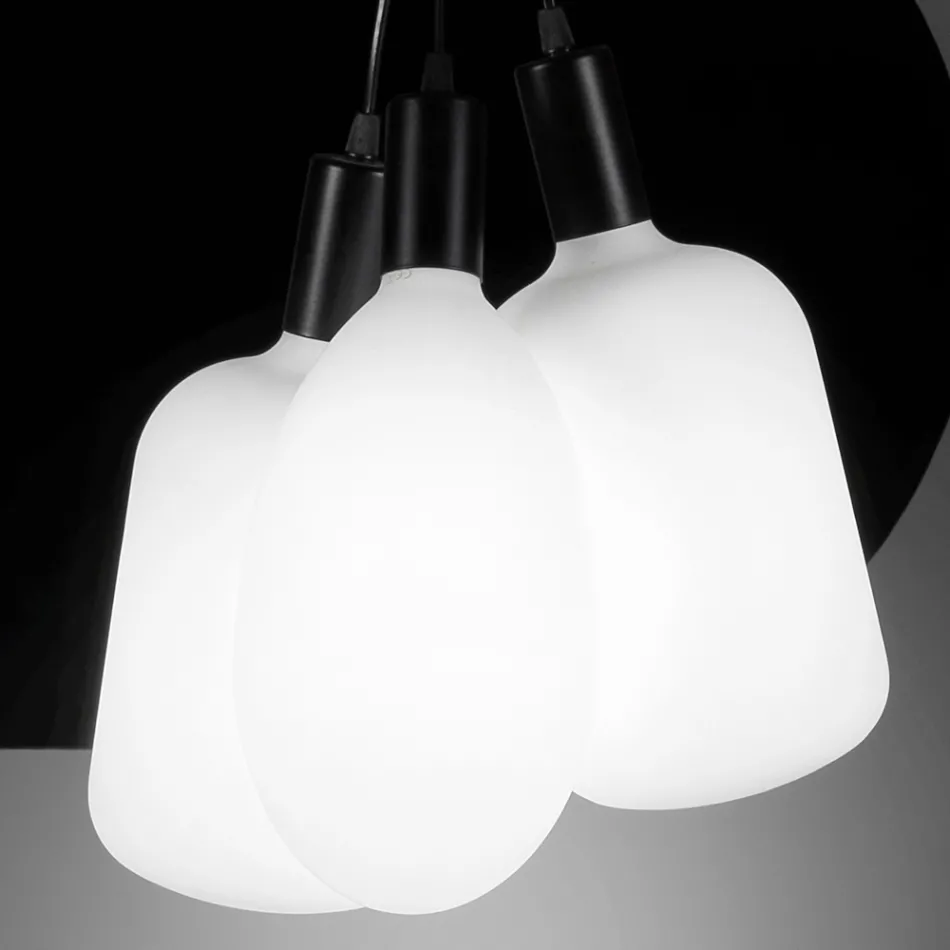 Lampada a Sospensione con 3 Luci in Metallo e Vetro Ceramico Made in Italy - Speak Viadurini