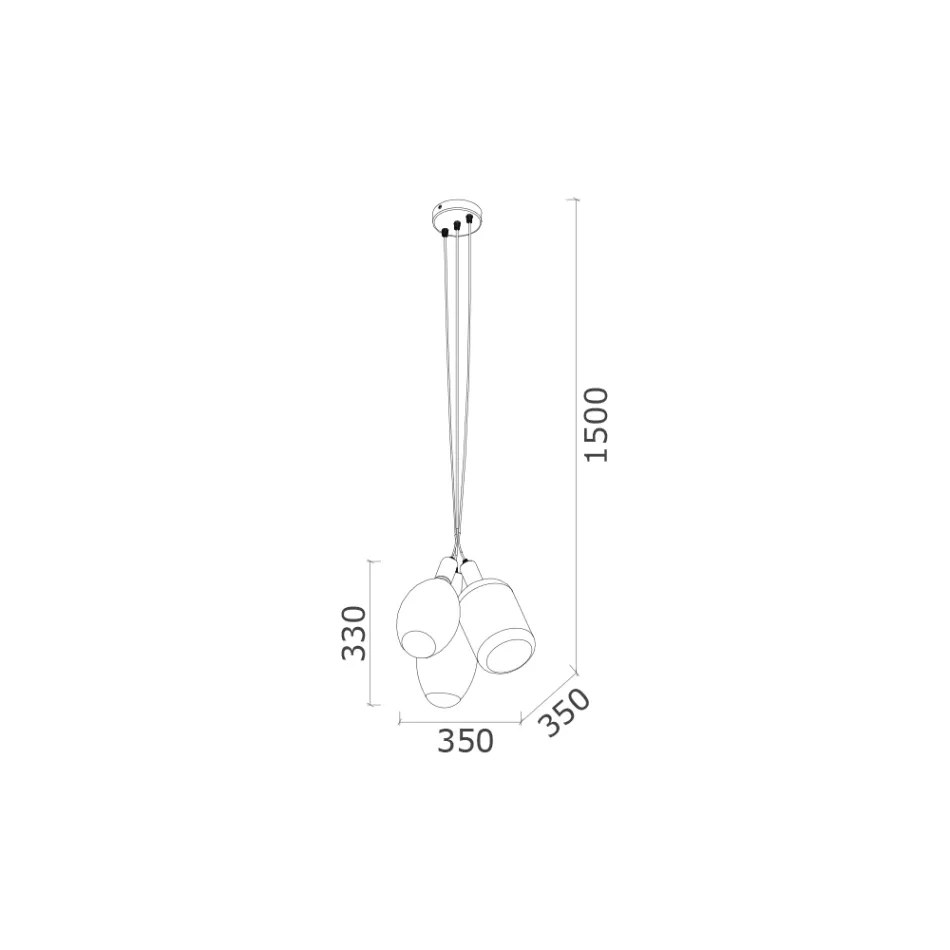 Lampada a Sospensione con 3 Luci in Metallo e Vetro Ceramico Made in Italy - Speak Viadurini