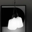 Lampada a Sospensione con 3 Luci in Metallo e Vetro Ceramico Made in Italy - Speak Viadurini