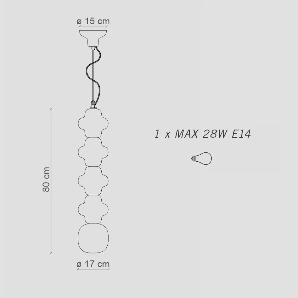 Lampada a Sospensione con 4 Elementi in Ceramica e Vetro Made in Italy - Capocabana  Viadurini