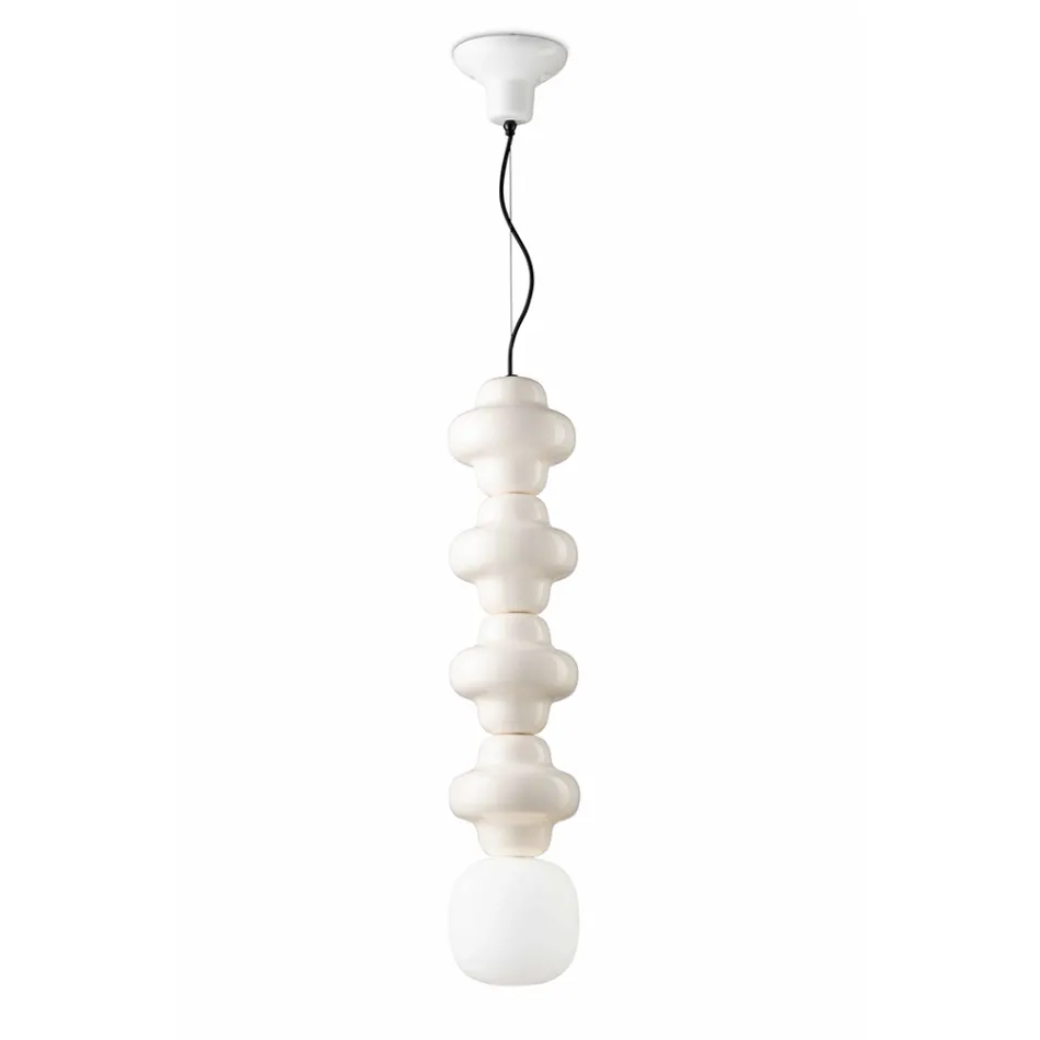 Lampada a Sospensione con 4 Elementi in Ceramica e Vetro Made in Italy - Capocabana  Viadurini