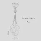 Lampada a Sospensione con 6 Elementi in Ceramica e Vetro Made in Italy - Afoxe Viadurini