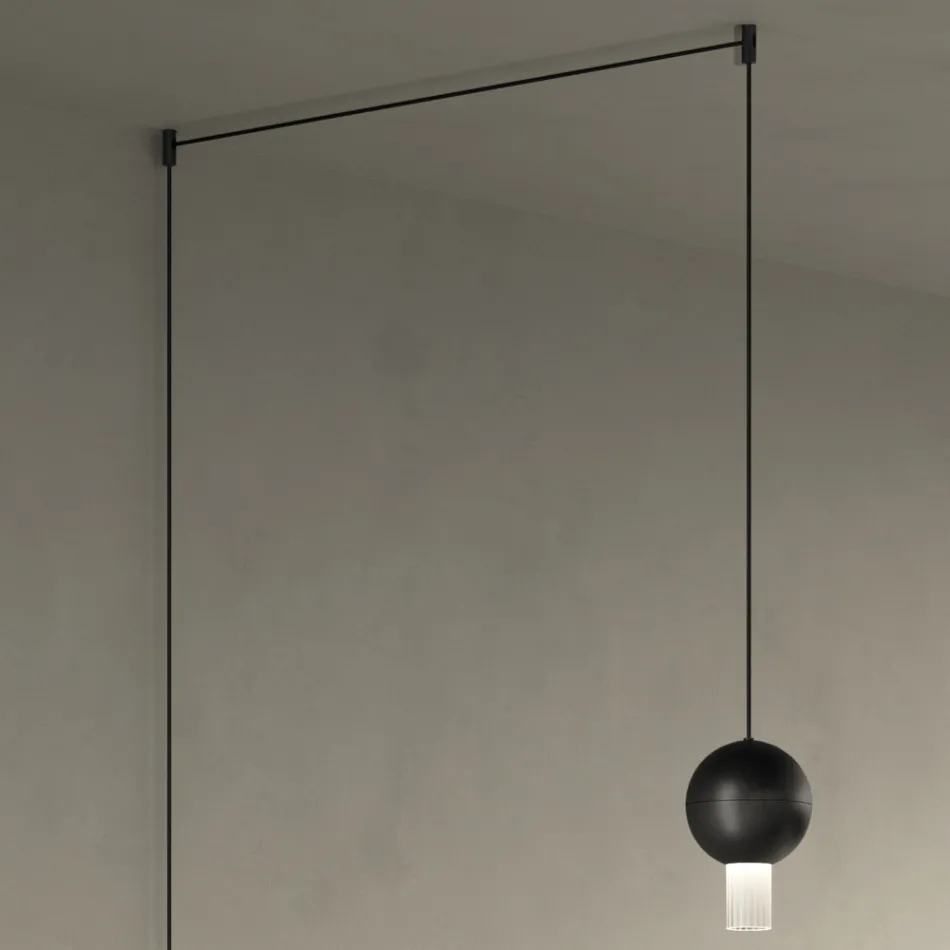 Lampada a Sospensione con Cilindri in Vetro Canneté Made in Italy - Oris Viadurini