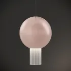 Lampada a Sospensione con Cilindri in Vetro Canneté Made in Italy - Oris Viadurini