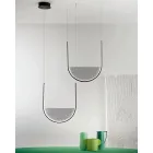 Lampada a Sospensione con Inserto Amovibile in Vetro Granigliato - Catalpa Viadurini