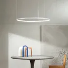 Lampada a Sospensione con Luce LED Rotonda Orizzontale in Metallo - Gelso Viadurini