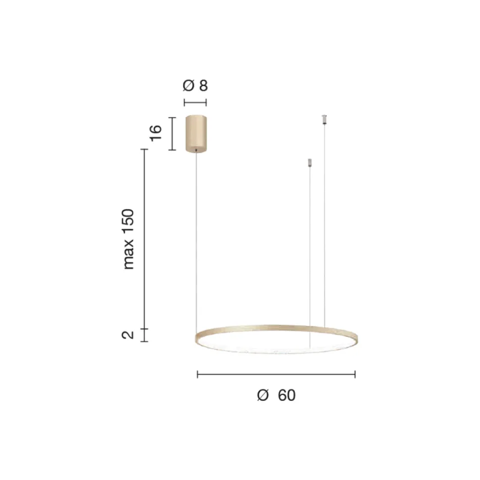 Lampada a Sospensione con Luce LED Rotonda Orizzontale in Metallo - Gelso Viadurini