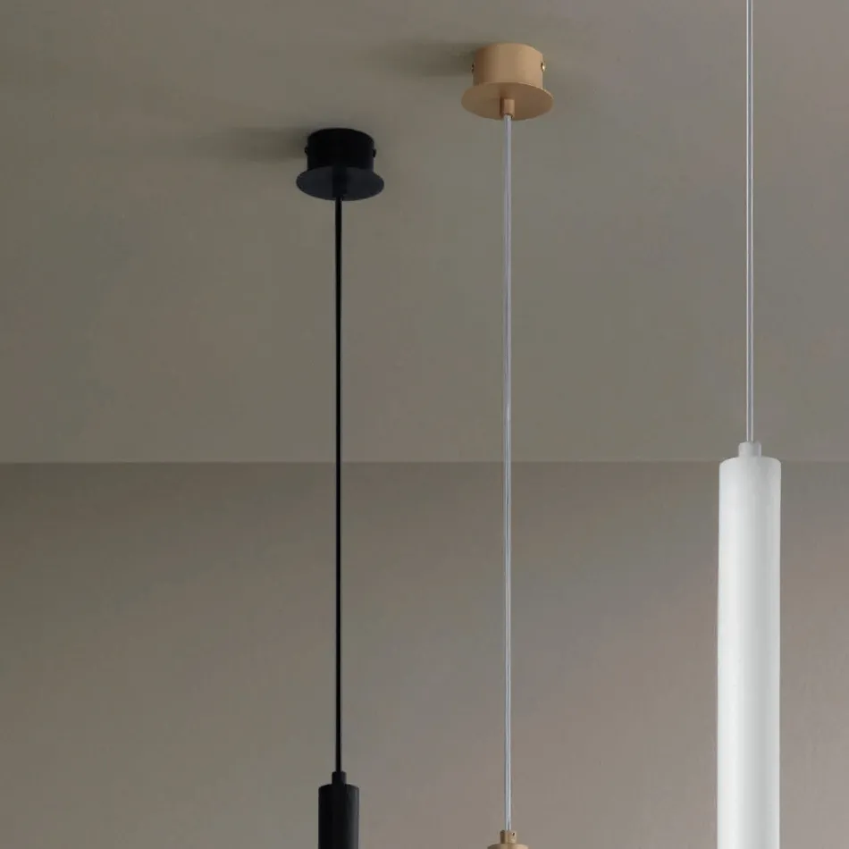 Lampada a Sospensione con Montatura Metallica e Cavi Regolabili - Betulla Viadurini