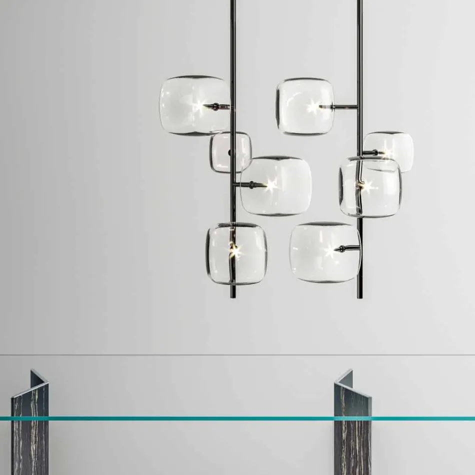 Lampada a Sospensione con Struttura in Metallo Lucido Made in Italy - Donatina Viadurini