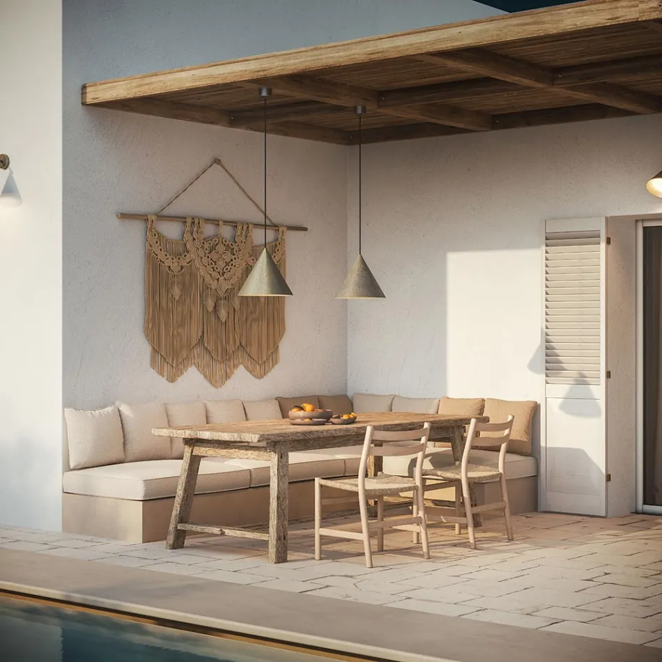 Lampada a Sospensione da Esterno in Ottone Made in Italy - Pioggia Viadurini