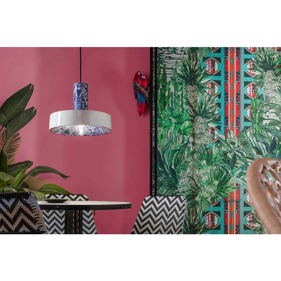 Lampada a Sospensione dallo Stile Retrò in Ceramica Colorata – Ferroluce Pi Viadurini
