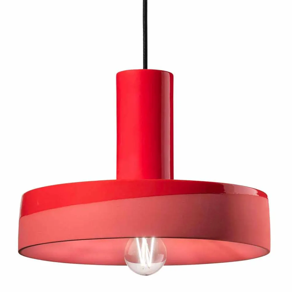 Lampada a Sospensione dallo Stile Retrò in Ceramica Colorata – Ferroluce Pi Viadurini