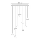 Lampada a Sospensione Design 5 o 7 Luci Filo in Alluminio Nero - Mercado Viadurini