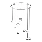 Lampada a Sospensione Design 5 o 7 Luci Filo in Alluminio Nero - Mercado Viadurini