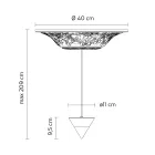 Lampada a Sospensione Design Gesso Bianco e Alluminio Nero 1 Cono - Tesera Viadurini